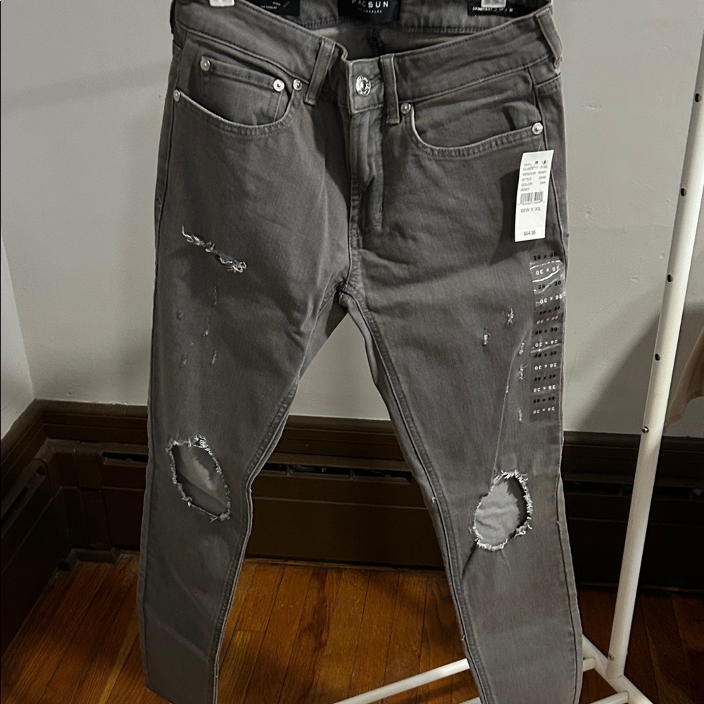 PacSun Men's Distressed Gray Skinny Jeans